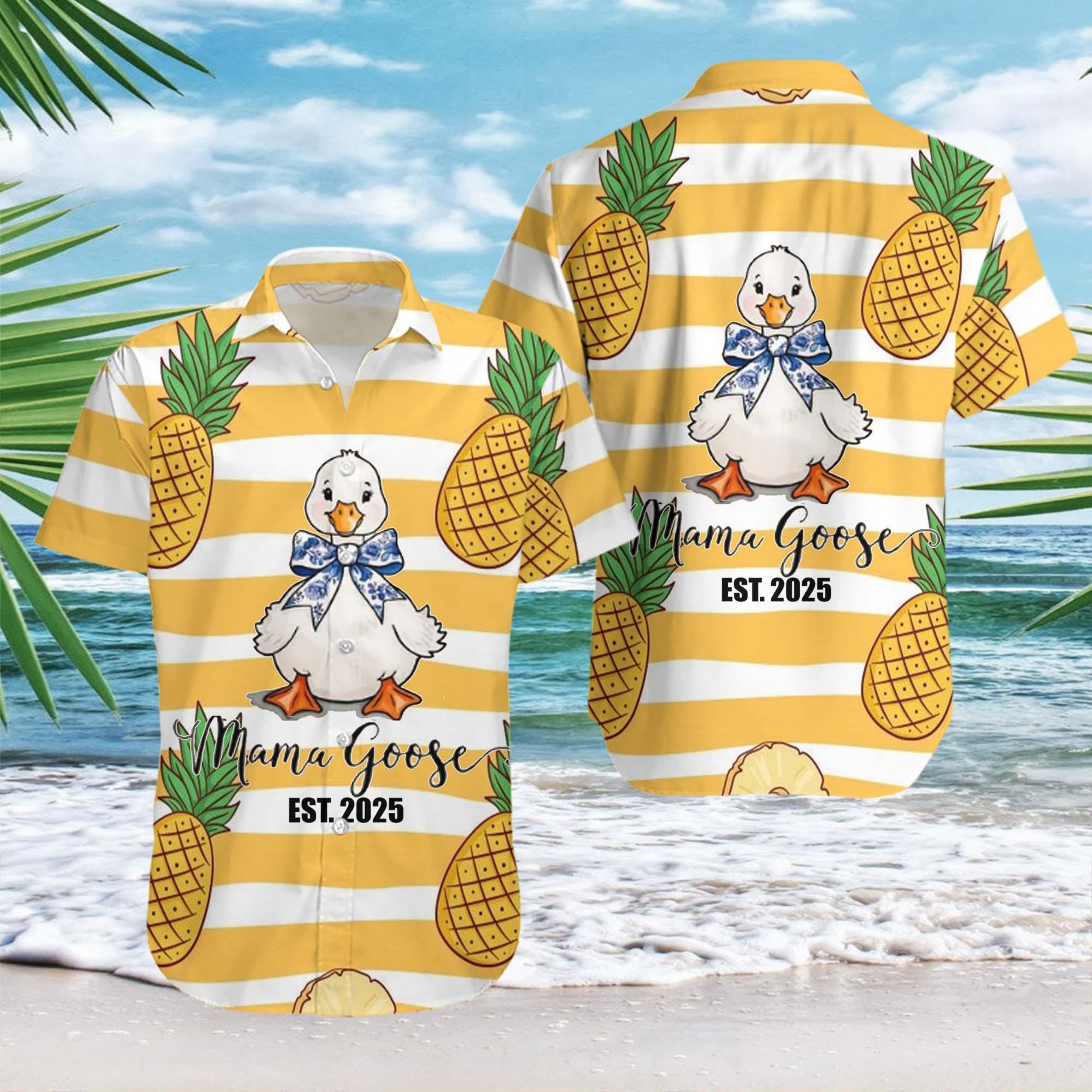 Floral Mama Goose Hawaii Shirt, Mini Goose Hawaii, Mama Hawaii, Grandma Goose Hawaiian Shirt