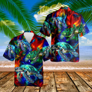 Colorful Sea Turtle Hawaiian Shirt