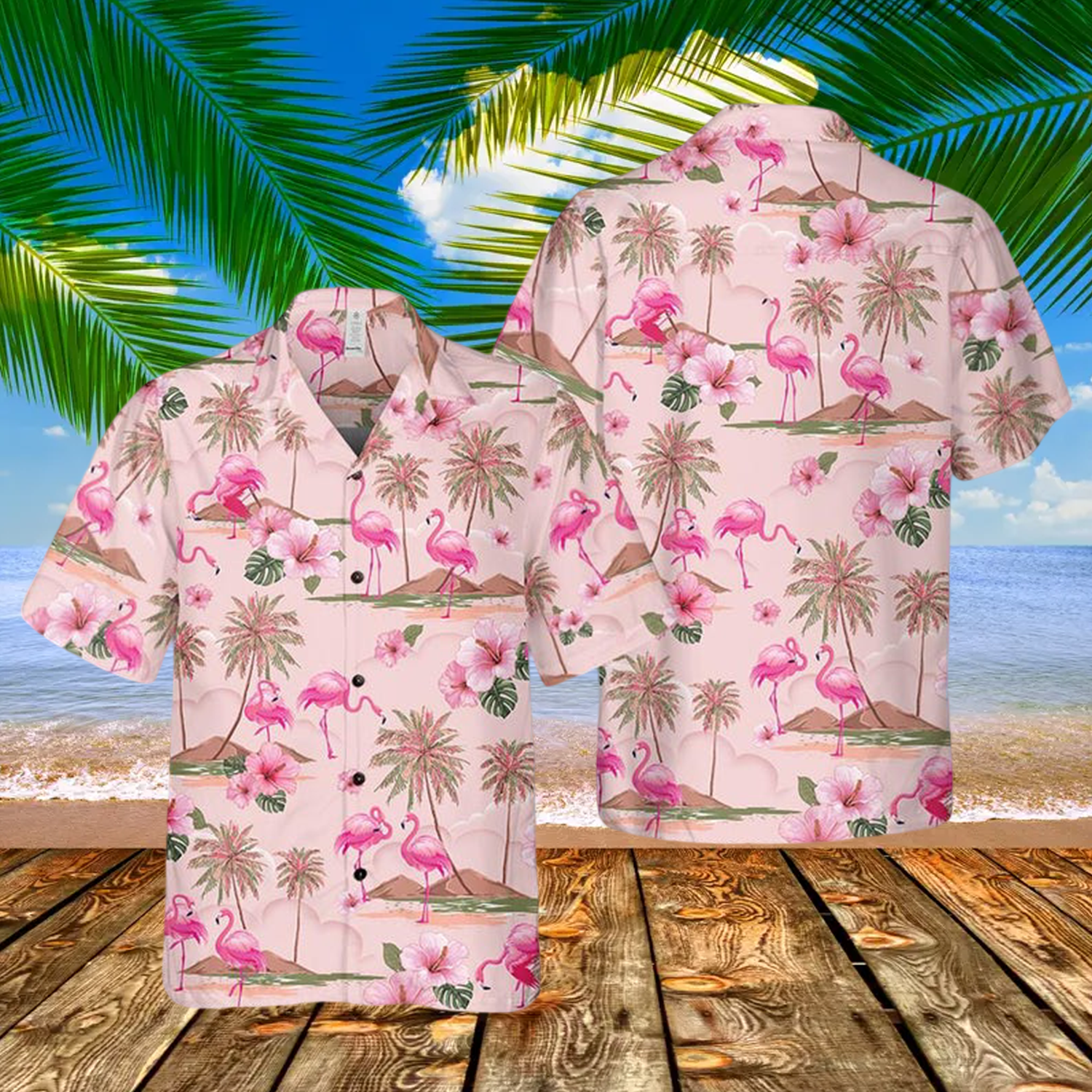 Flamingo Hibiscus Hawaiian Shirt