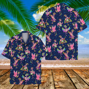 Mardi Gras Flamingo Hawaiian Shirt