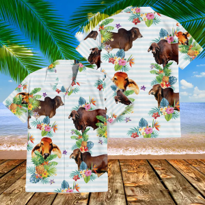 Tropical Brahman Cow Hawaiian Shirt