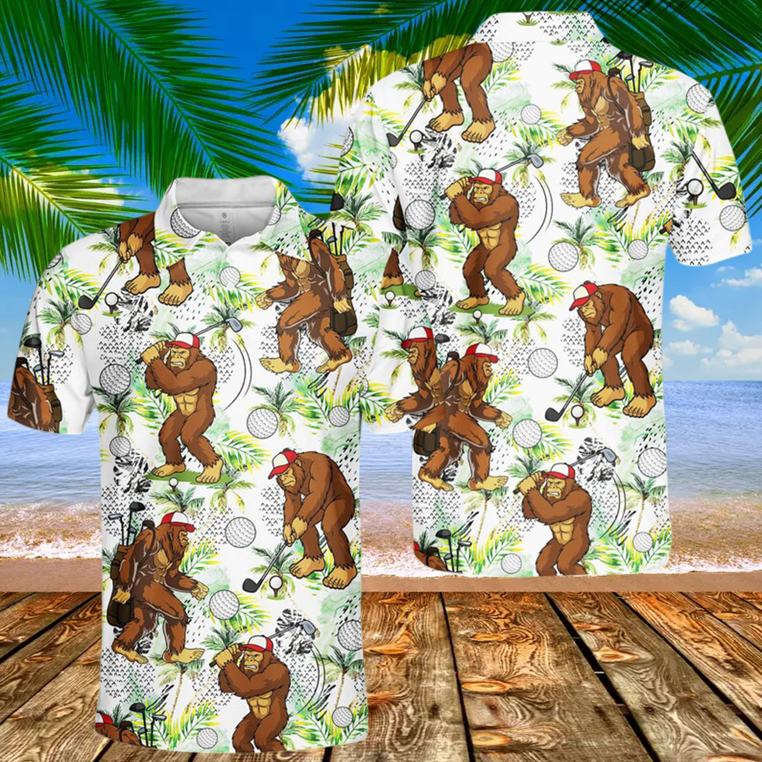 Funny Bigfoot Golf Polo Shirt
