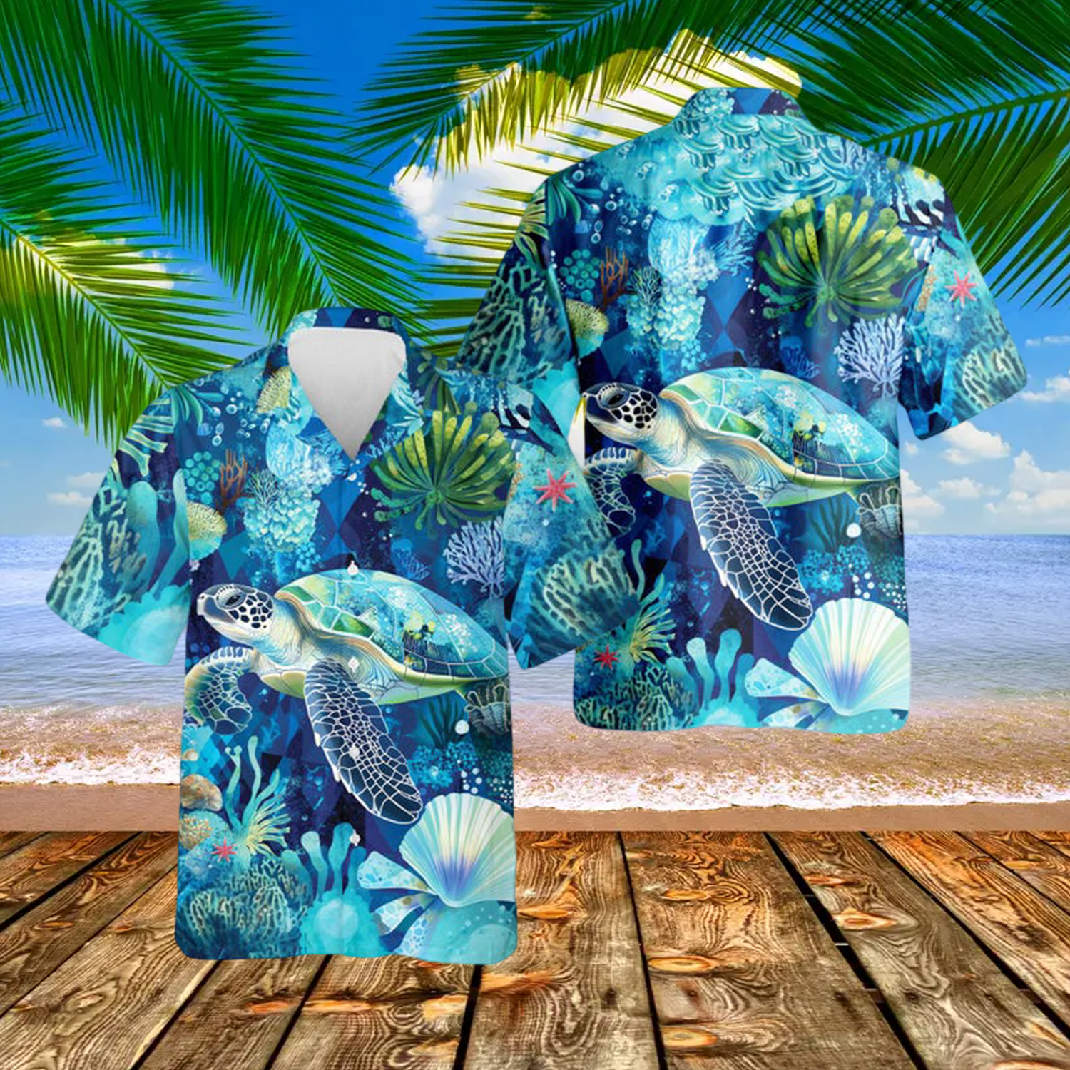 Turtle Coral Hawaiian Shirt